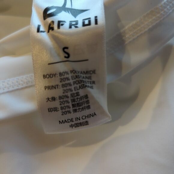 LAFROI Burst Maximum Performance Rash Guard Shirt Mens Small White Black Skulls - Picture 7 of 7